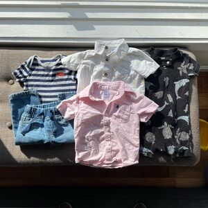(Gap Carters Burts Bees) 12 M Bundle Jeans Button Up Bodysuit Romper